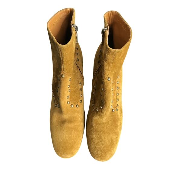 Saint Laurent Paris Boots Womens 10 Brown Suede Studded 3" Heel Modern 1960's - Picture 4 of 9